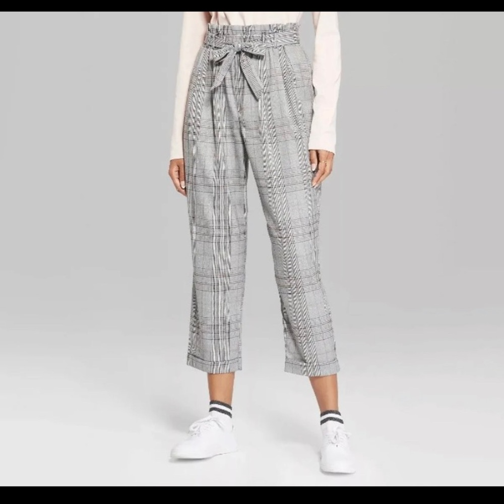Wild Fable Paper Bag Straight Leg Plaid Pant
